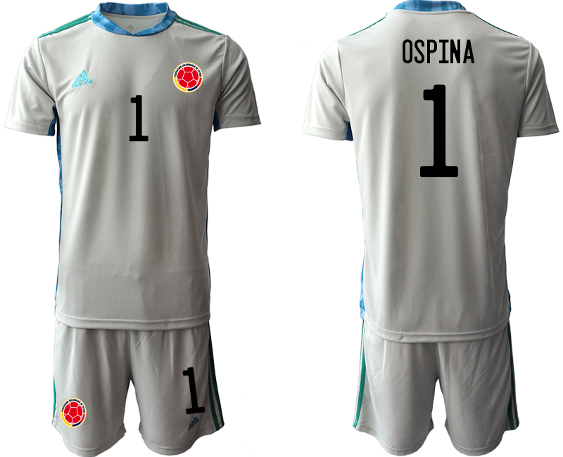 Men 2020-2021 Season National team Colombia goalkeeper grey #1 Soccer Jersey1->colombia jersey->Soccer Country Jersey